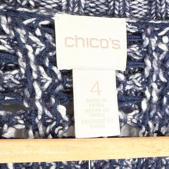 NWT Chico's Textured Tina Cardigan Sweater Pattern Blue Chain XXL Size 4 - Picture 9 of 16